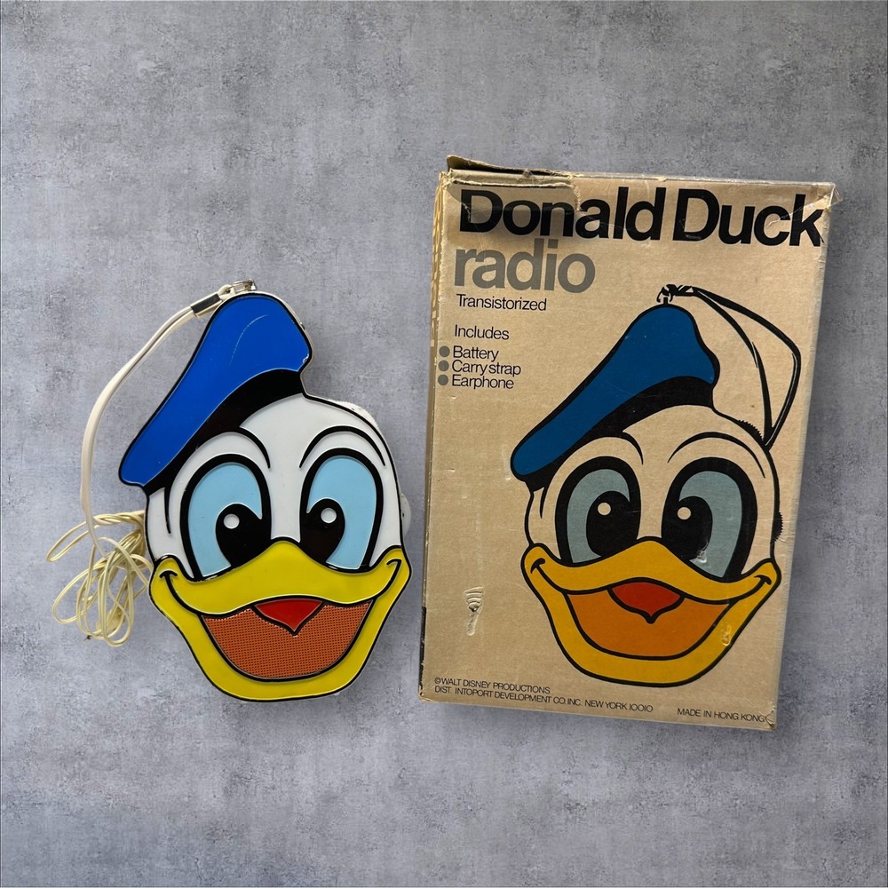 Disney Donald Duck Transistor Radio Vintage Philgee International Boxed Good